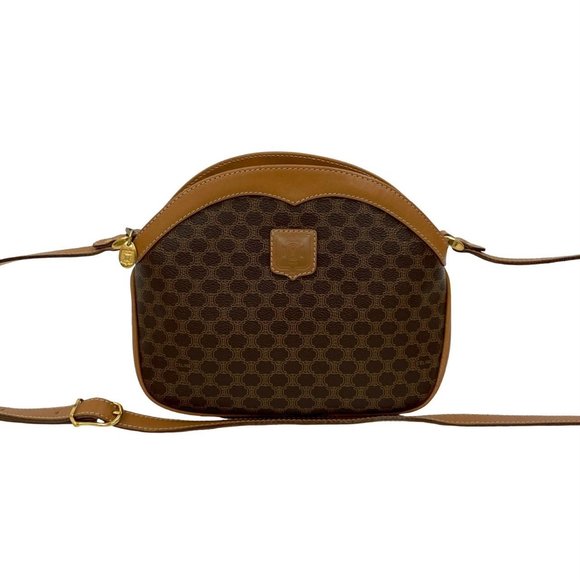 CELINE Macadam Blason Triomphe Leather Mini Shoulder Bag/Pochette Brown b49-4 - Picture 1 of 10